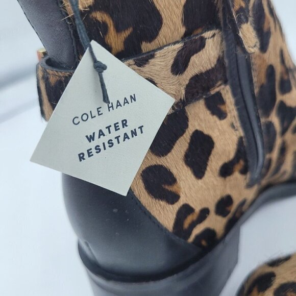 Cole Haan Kimberly Cheetah Print Side Zip Fur Bootie Ankle Boot W22302 Size 6.5B - Picture 11 of 12